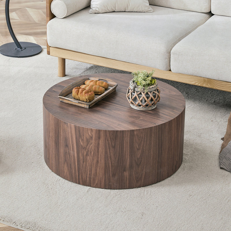 Walnut Cylindrical Coffee Table, Dark Walnut
