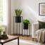Set of 2 Metal Plant Pots with Stands 70cm & 45cm Tall Indoor Floor Planters-191395303