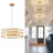 Modern Crystal Drum Chandelier, 6-light Pendant Lighting Fixture With Metal Frame For Living Room, Dining Room, And Bedroom -525324015