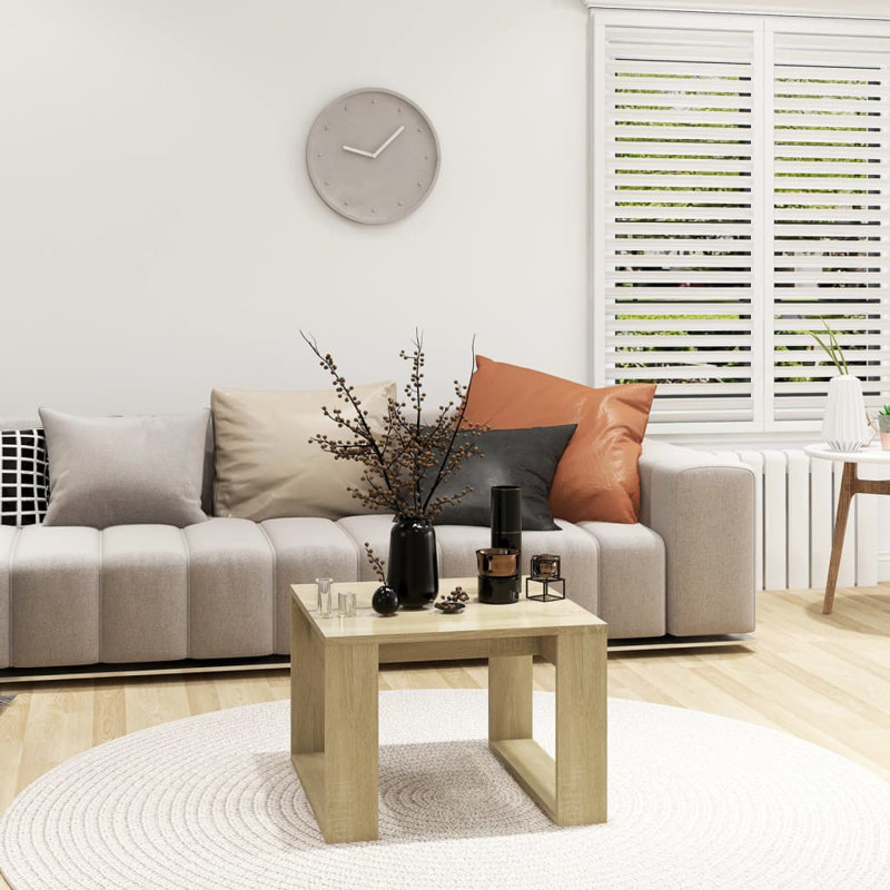 Table d'appoint carrée en bois d'ingénierie minimaliste, Chêne sonoma