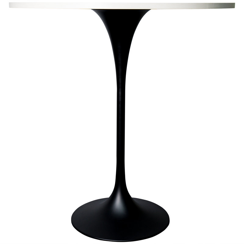  Table de salle à manger ronde de 36 po de hauteur avec plateau en panneau de fibres à densité moyenne et base en acier noir
