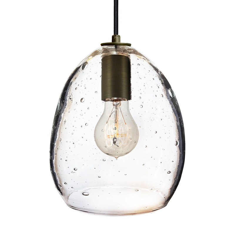 Luminaire suspendu à 1 lumière en forme de goutte, Bronze mat, Bullé