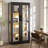 Glass Display Cabinet, Curio Display Cabinet for Collectibles, Bookcase for Room, Black & Wood