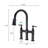 Matte Black Pull-Down Kitchen Faucet - Dual Handles For Precise Temperature And Flow Regulation 360-Degree Rotating High Nozzle Enlarged Cleaning Reach Brass Made Durability Bridge Efficient Handle-257915535