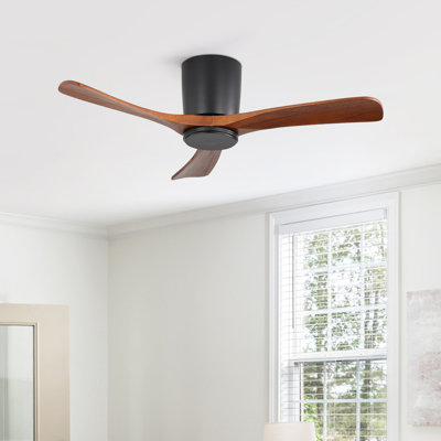Ventilateur de plafond à DEL à 3 pales en bois massif avec télécommande Nicola