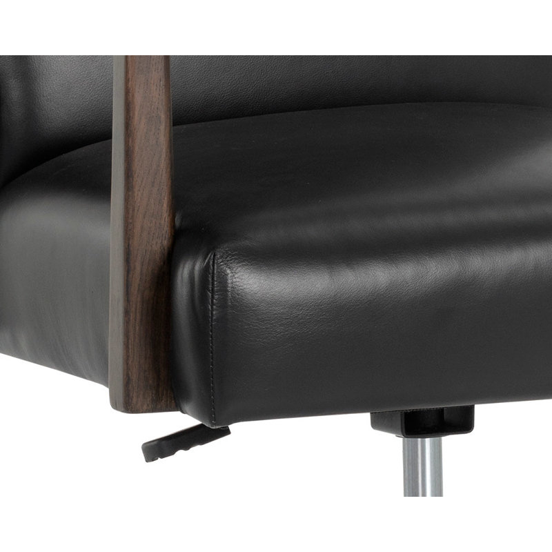 Collin Leather Swivel Office Chair, Cortina Black Genuine Leather