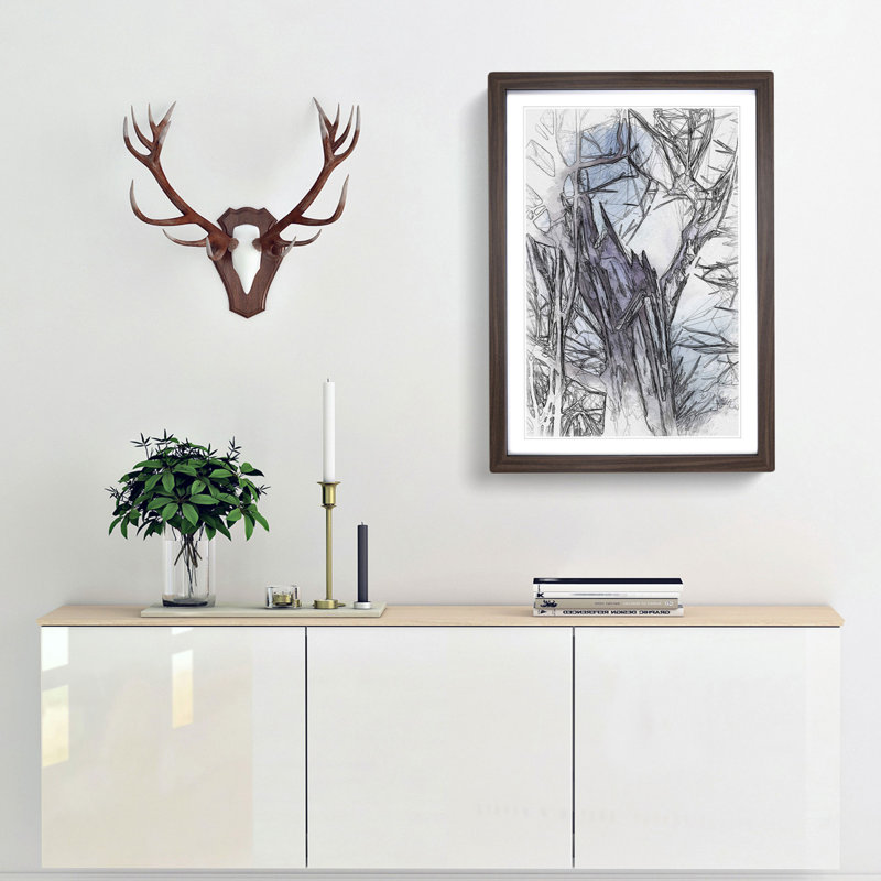 Tree at Wintertime in Abstract - Framed Print, 91cm H x 60cm W x 2cm D, Walnut