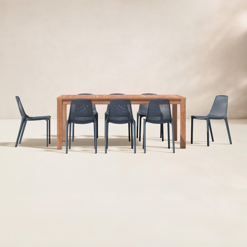 Ensemble de salle à manger long Anautica, Gris foncé