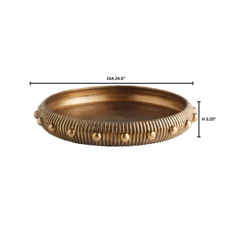 Batten Metal Decorative Tray, 3.25" H x 24.5" W x 24.5" D