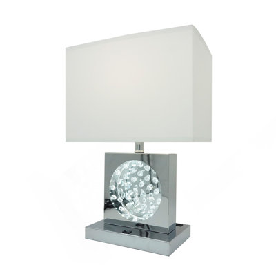 Pièce maîtresse carrée en cristal 22 "avec veilleuse + port USB + prise de courant