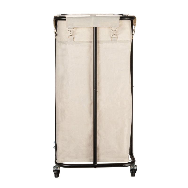 Rolling Laundry Sorter with Handles, Natural