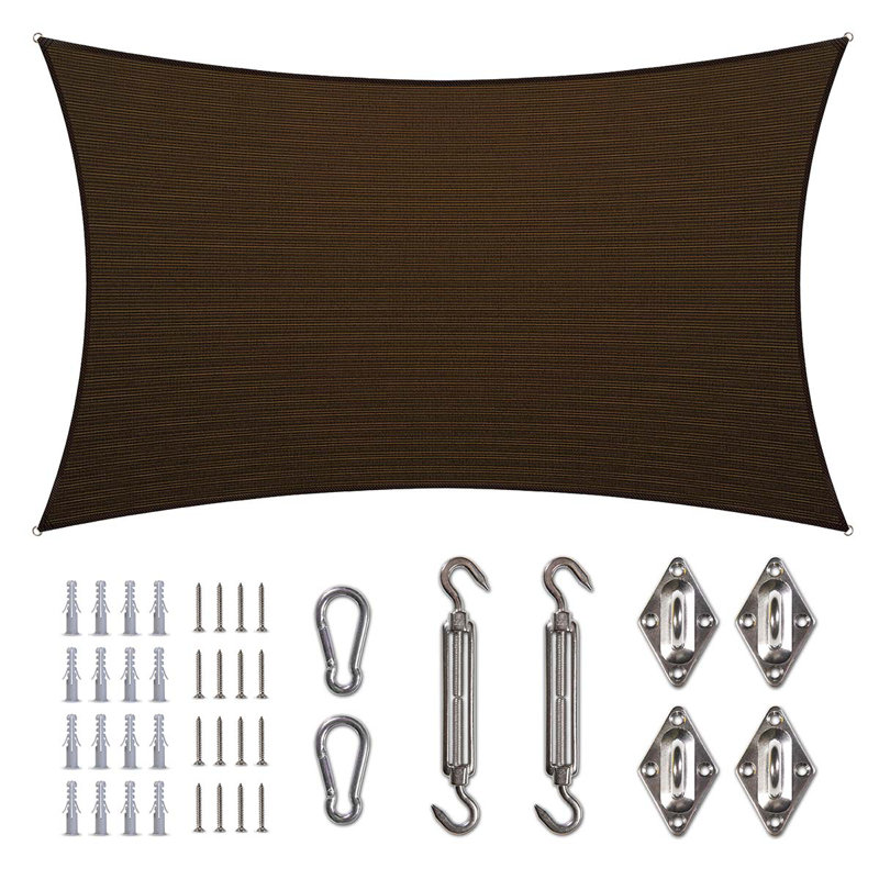 14 ft. x 20 ft. Brown Rectangle Sun Shade Sail with Hardware Kit