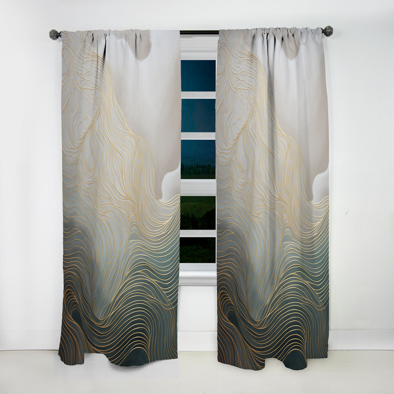 Séverina - Rideau en velours moderne - Rideaux en velours moderne - Or et gris, L 52 po x L 63 po