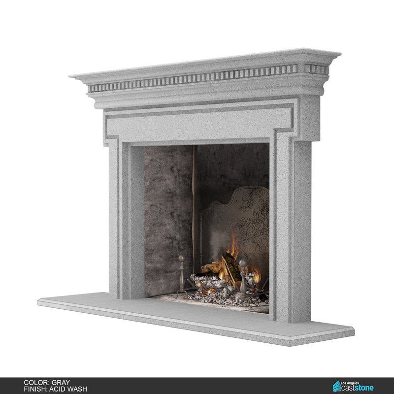 Saint Denis Fireplace Surround, Acid Wash Gray