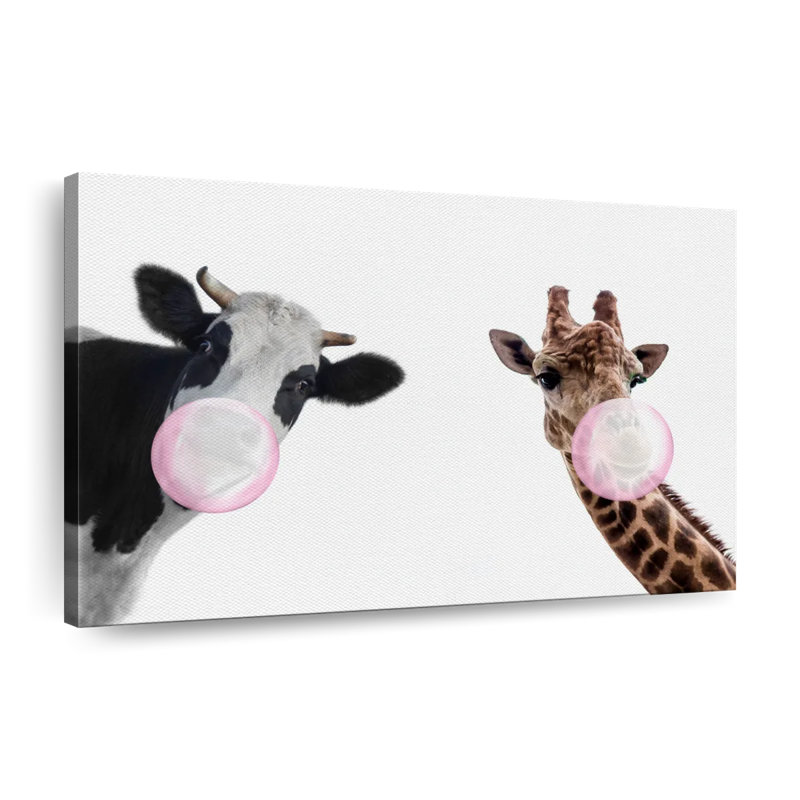 «Bubble Gum», animaux rigolos sur toile, H 12 po x l 8 po x P 1 po