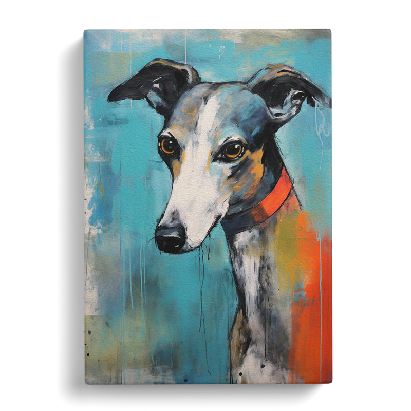 Whippet Gestural No.3 - No Frame Print, 76cm H x 50cm W x 3cm D