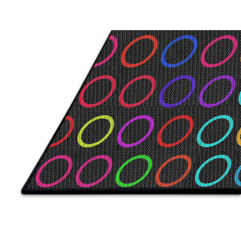 Tapis rouge/bleu/vert à motif, Rectangle 5 pi x 7 pi