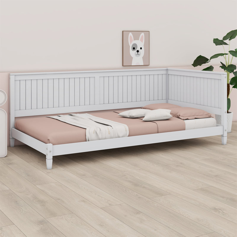 Ingus Wood Mid-Century Modern Daybed, White, Full