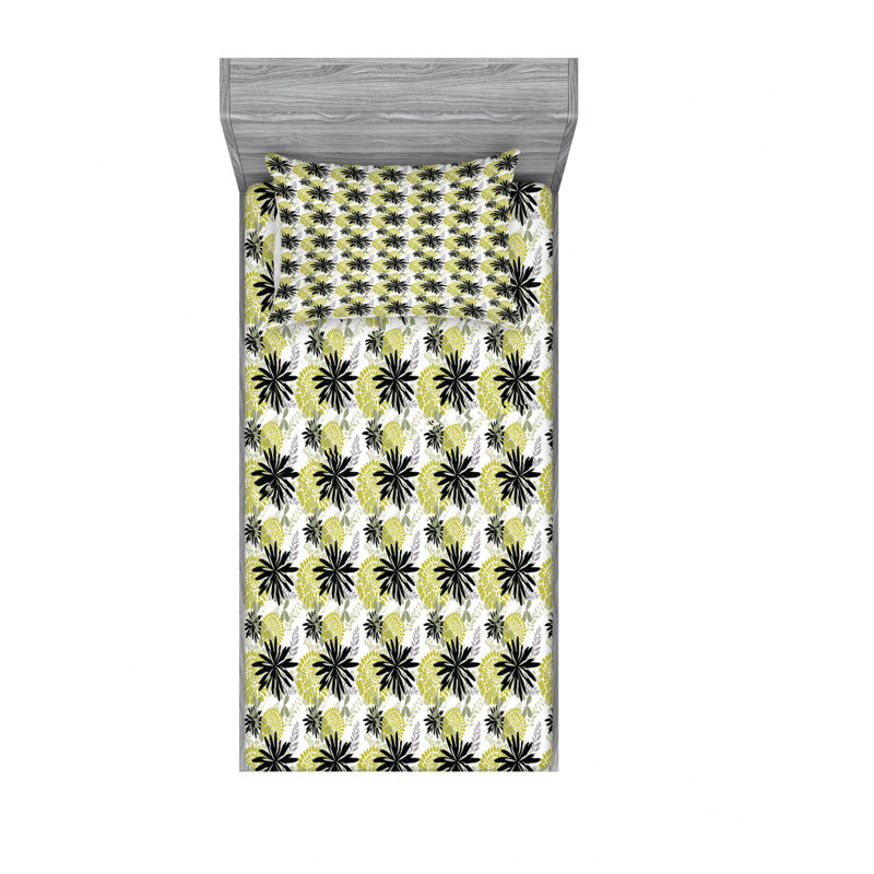Microfiber Floral Sheet Set, Twin Sheet Set with Fitted Sheet