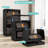 24" Wide Folding Storage Cabinet With Magnetic Doors, 4-Tier / 5-Tier Collapsible Plastic Organizer On Wheels (Black)