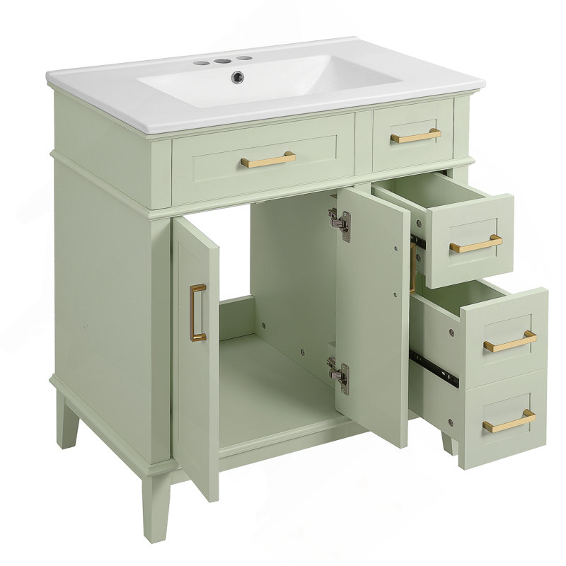 Bathroom Vanity with Resin Sink, Green, 30"