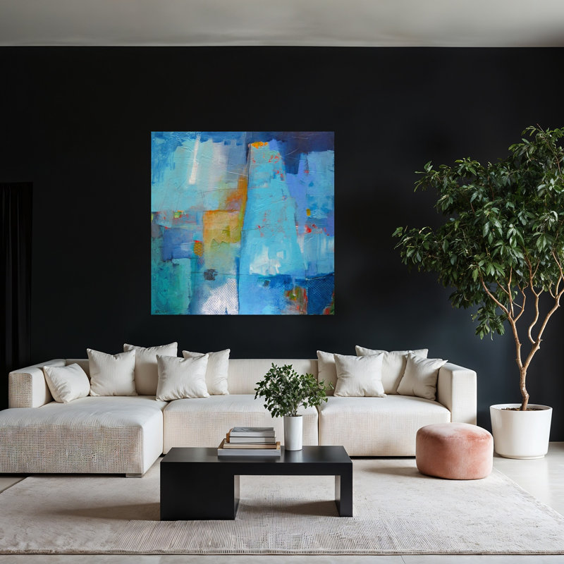 Juxtaposition, art contemporain abstrait, H 48 po x l 48 po