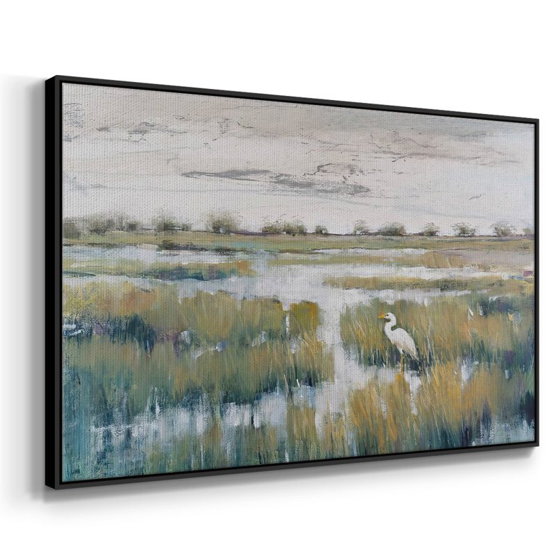 Marshland View VI, reproduction d'art sur toile, Cadre noir, H 27 po x l 41 po x P 2 po