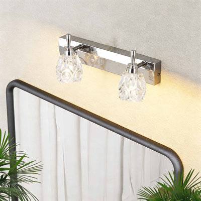 2 lumières de salle de bain en verre tulipe exquise à intensité variable pour salle de bain avec ampoules