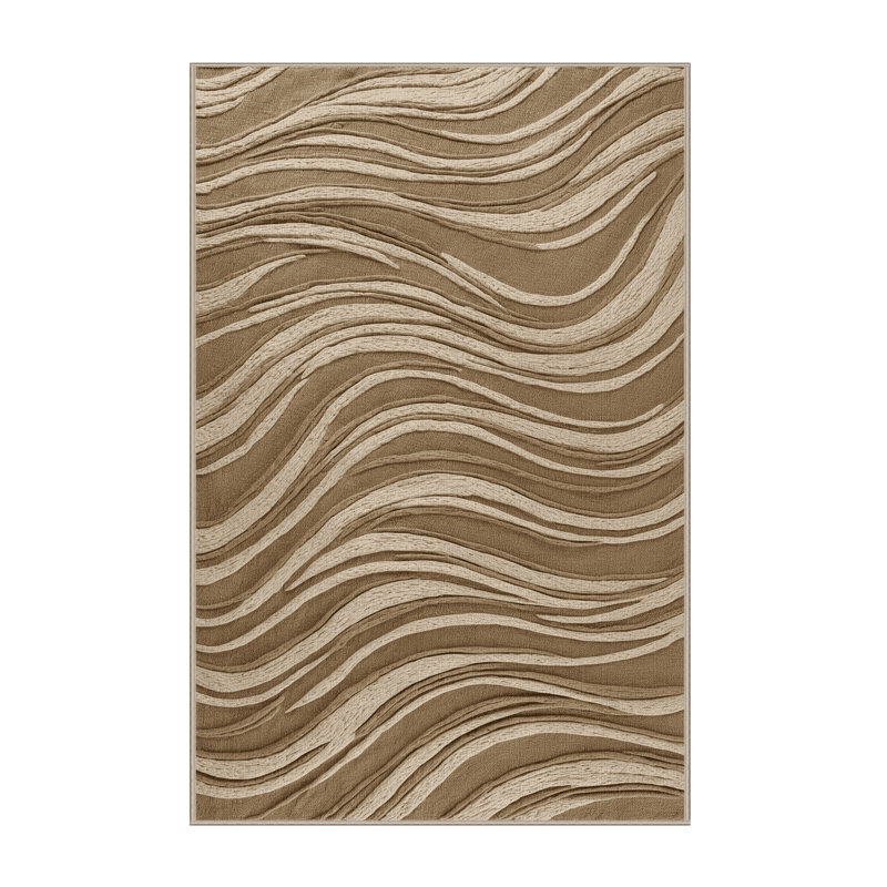 Tapis beige lavable à la machine, Rectangle 6 pi x 9 pi