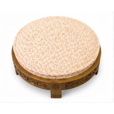 Handcrafted Wooden Upholstered Ottoman