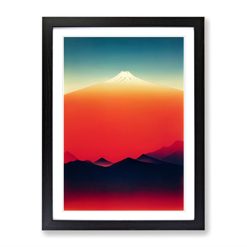 Middlebrooks Japanese Mountain Peak - Picture Frame Print, Black, 64cm H x 46cm W x 2cm D