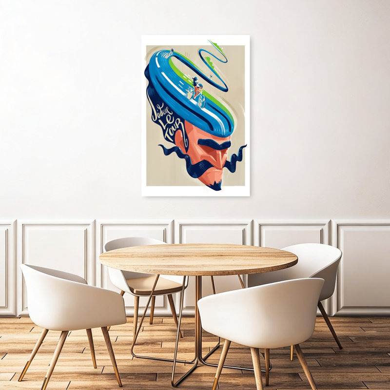«J'Adore Le Tour Cyclist Abstract Mountain Architecture», reproduction d'art murale, 48" H x 32" W