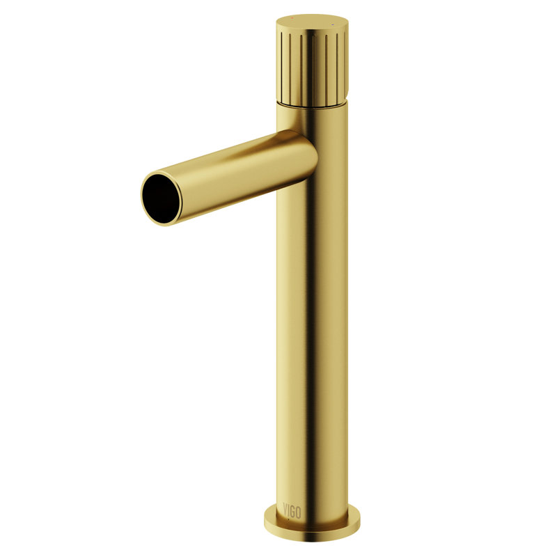 Ashford 11" H Single Handle Vessel Sink Bathroom Faucet, Matte Brushed Gold