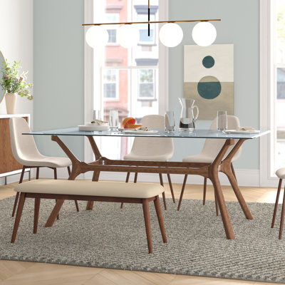 Alxander Rectangular Glass Top Dining Table