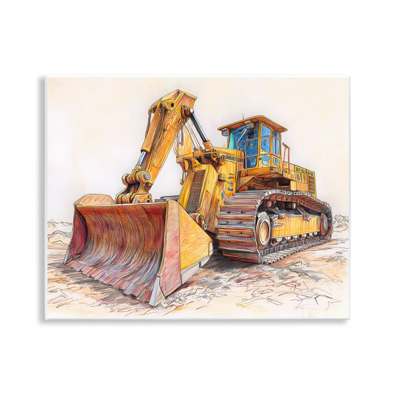 Dessin industriel de bulldozer, plaque par Steve Hunziker