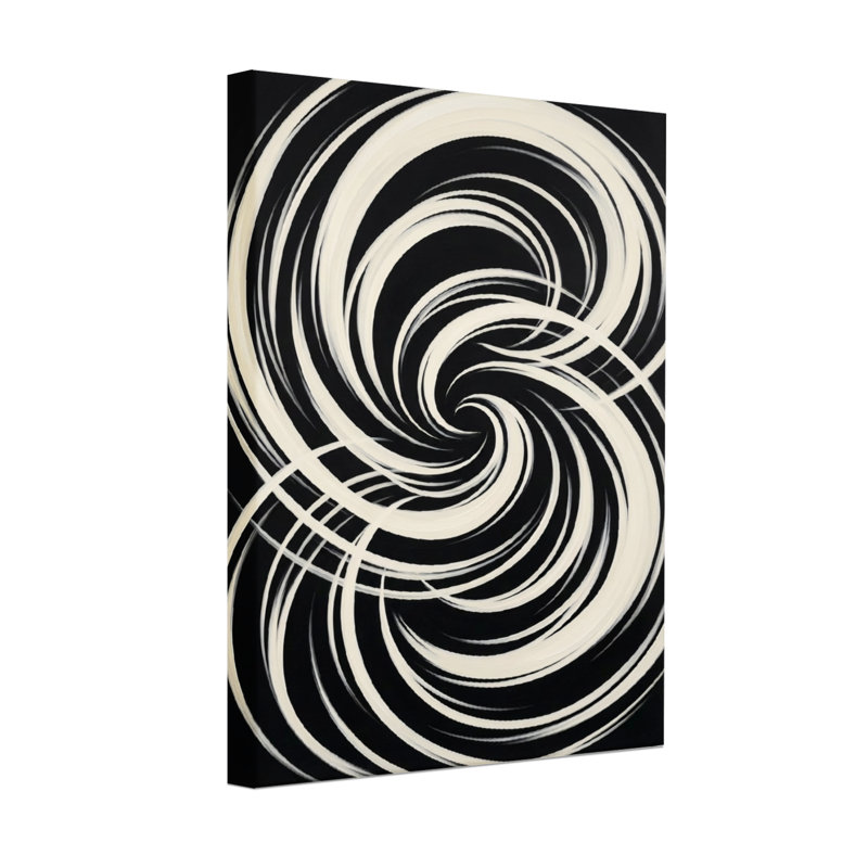 Motif abstrait en spirale noir et blanc, H 18 po x l 12 po