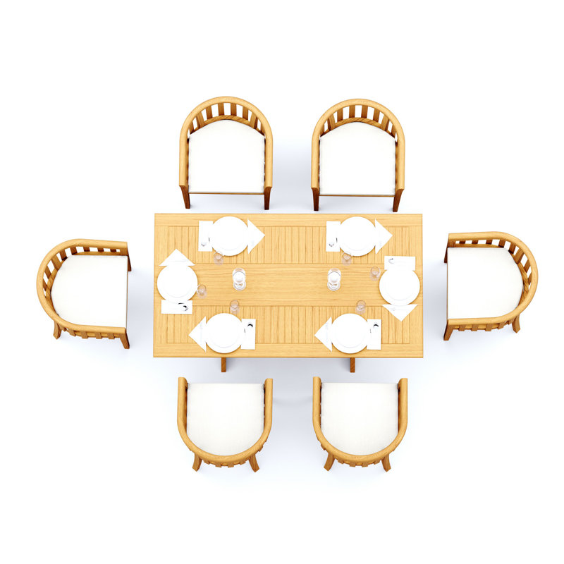 9 Pcs Grade-A Teak Wood Dining Set: Warwick Console Folding Rectangle Table And 8 Lenong Arm Chairs #11LN1508, 6