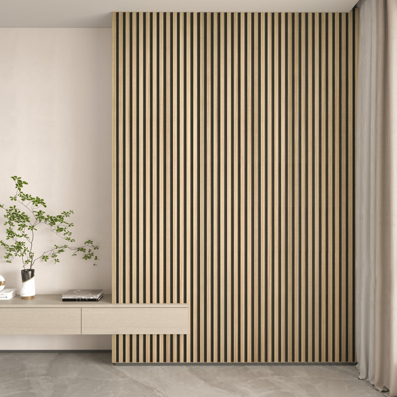 Acoustic Wood Wall Paneling, Decorative Soundproof Panels for Walls & Ceilings, 3D Slat Wood Accent Panels for Living Rooms, Bedrooms, Offices & Studios