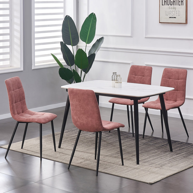 Aliauna Upholstered Side Chair, Pink