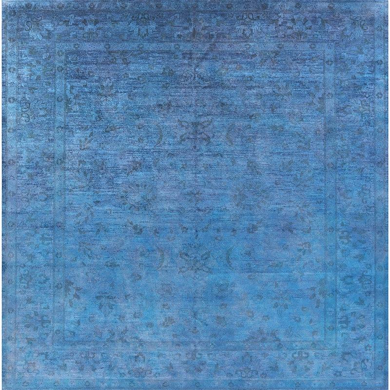 Tapis oriental bleu, Carré 7 pi