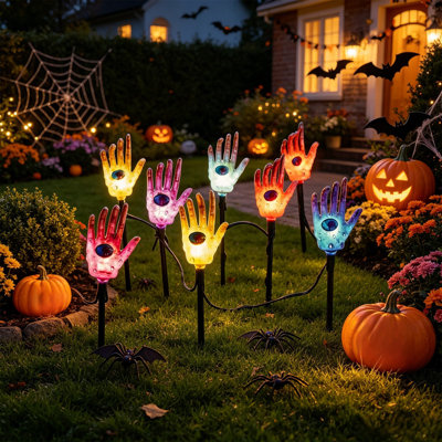 Solar LED Stake Light  Halloween Hand Eye Figurine For Outdoor Decor