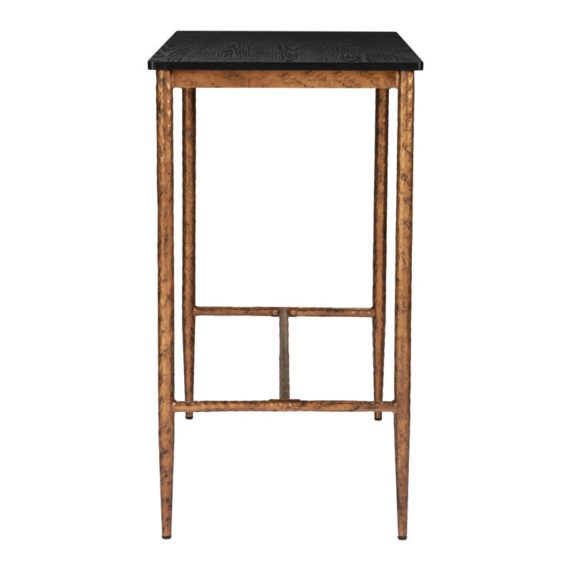 Nida Black Faux Wood and Bronze Industrial Bar Table