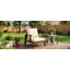 Méridienne d'extérieur en bois 27,6 pouces, structure brun foncé avec coussin beige, siège de loisirs pour patio, jardin et balcon