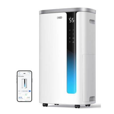 DREO 73 pt. 2000 Sq. Ft. Smart Dehumidifier, 7L Large Water Tank, 3 Speeds, 41db Quiet with Timer, ENERGY STAR, Continuous Drain in White