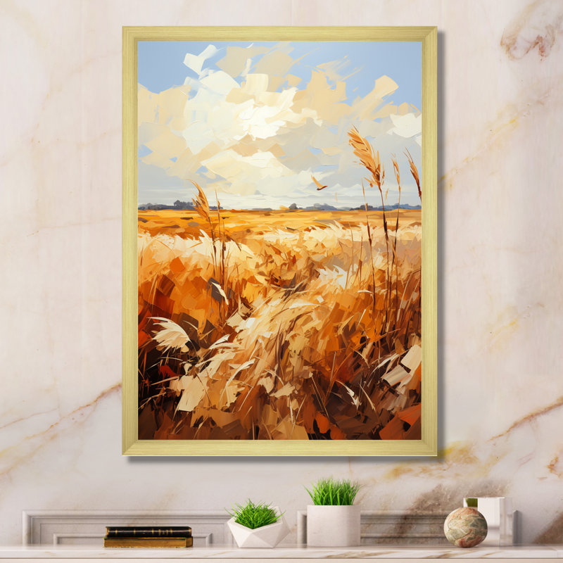Illustration rétro du charme de la campagne d'automne - impression, H 44 po x l 34 po x P 1,5 po, Cadre photo doré simple