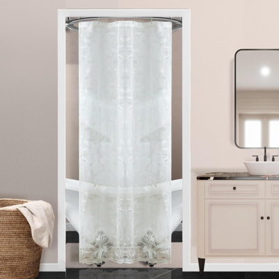 Toraino Floral Shower Curtain. Rustic Leaf Lace Shower Curtain