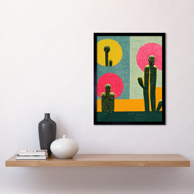 Surreal Pop Art Cholla Desert Cactus 1 Piece Single Picture Frame Wall Art