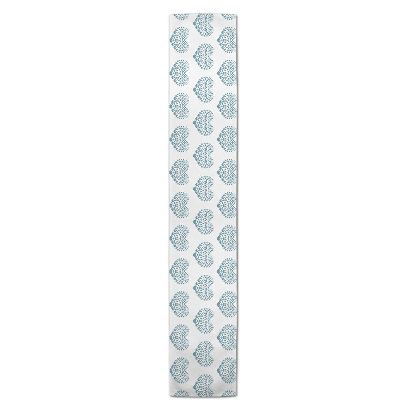 Ferrier Heart Table Runner, 90" L x 16" W, Sky Blue