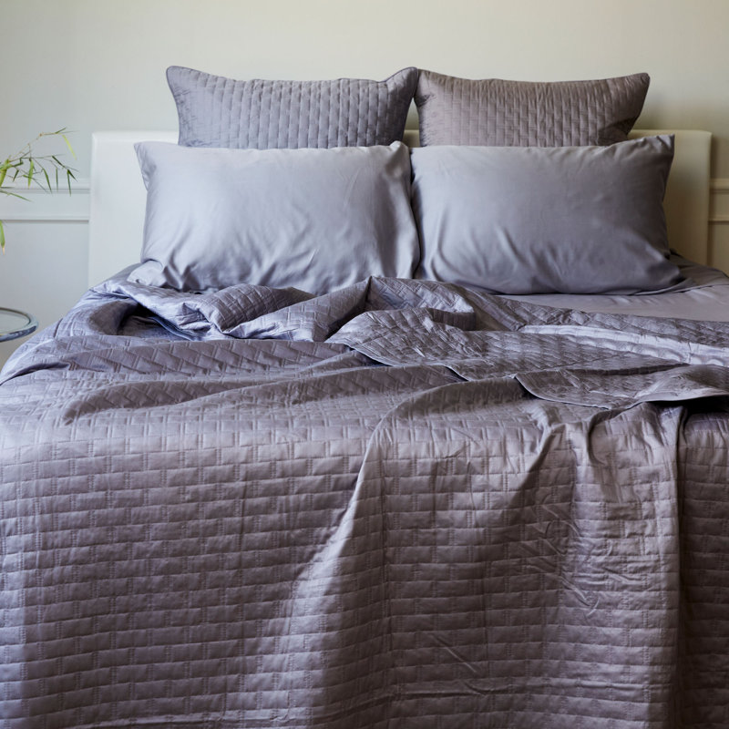 Couvre-lit matelassé BedVoyage - 100% viscose de bambou - Froid et léger, Couvre-lit grand, Gris