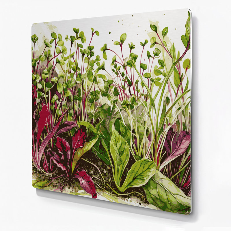 Art mural en métal beige avec légumes, H 12 po x l 12 po